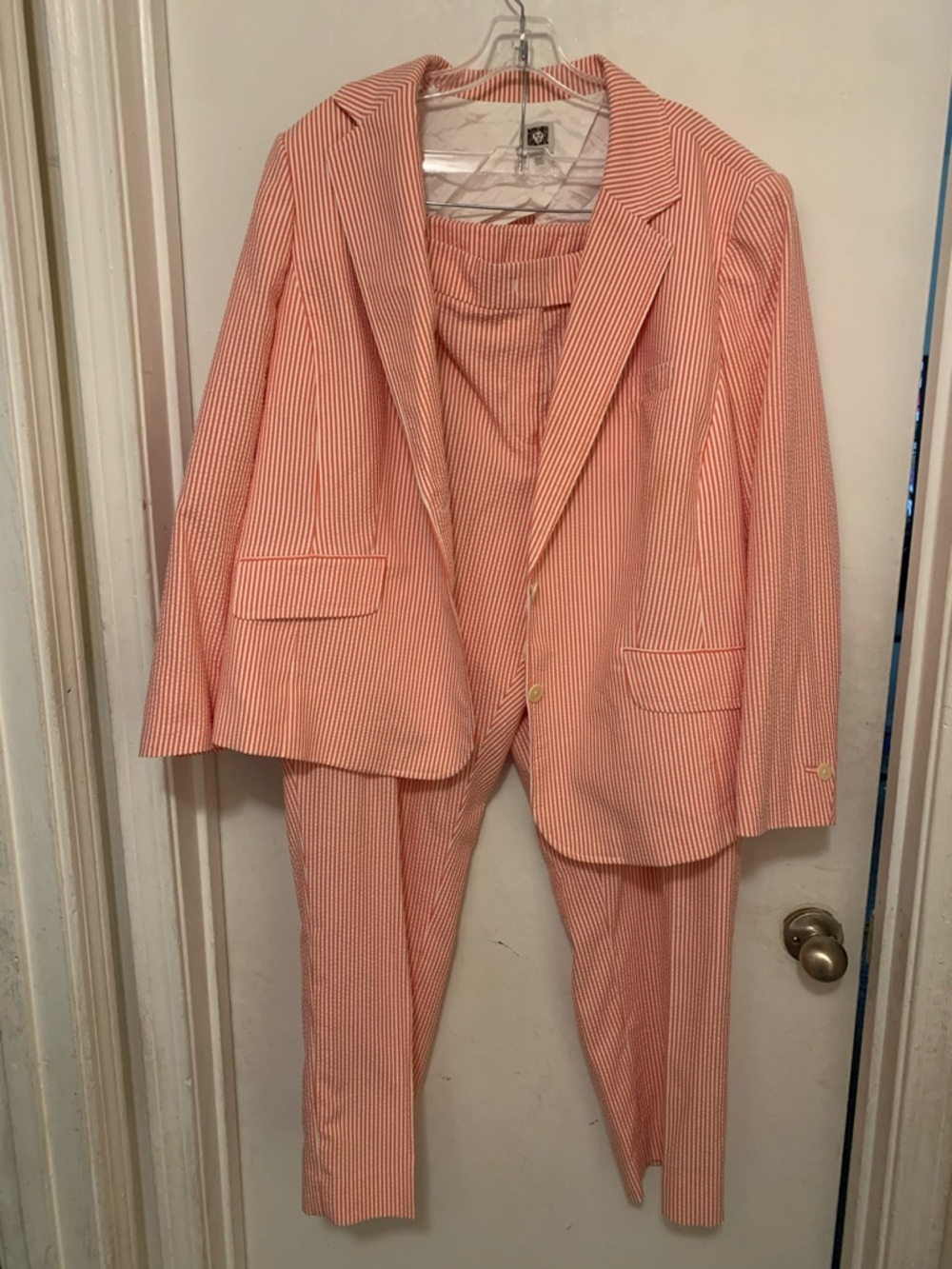 Anne Klein Coral and White Striped Blazer Set